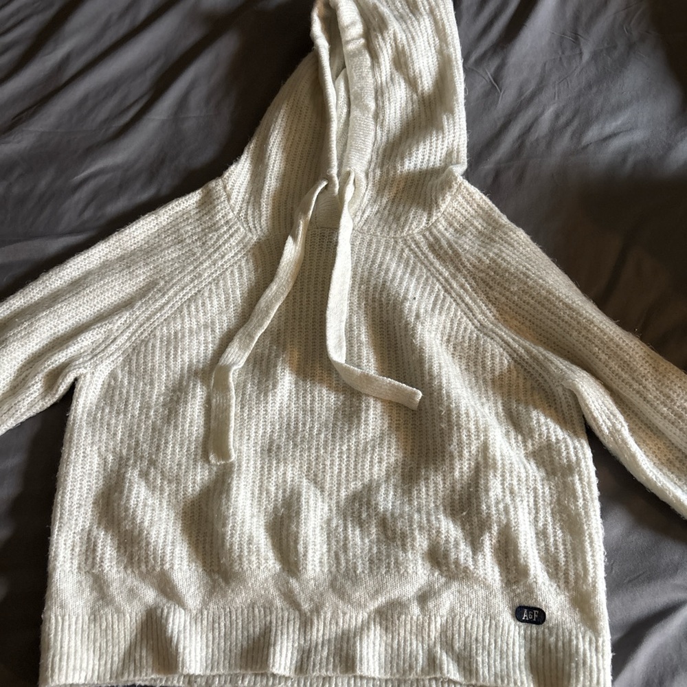 Abercrombie & Fitch Cream Hooded Sweater